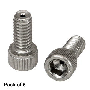 SH8S038V - 8-32 Vacuum-Compatible Vented Cap Screw, 316 Stainless Steel, 3/8in Long, 5 Pack