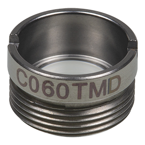 C060TMD - f= 9.6 mm, NA = 0.27, WD = 7.1 mm, DW = 633 nm, Mounted Aspheric Lens, Uncoated