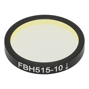 FBH515-10 - Hard-Coated Bandpass Filter, Ø25 mm, CWL = 514.5 nm, FWHM = 10 nm