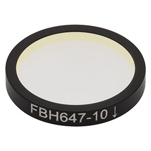 FBH647-10 - Hard-Coated Bandpass Filter, Ø25 mm, CWL = 647 nm, FWHM = 10 nm