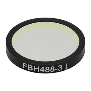 FBH488-3 - Hard-Coated Bandpass Filter, Ø25 mm, CWL = 488 nm, FWHM = 3 nm