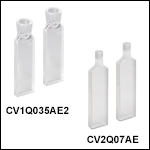 Synthetic Quartz Glass Cuvettes with Stoppers, 2 Polished Sides