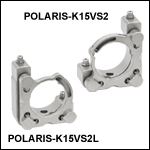 Polaris® Ø1.5in Kinematic Mirror Mounts, 2 Vertical-Drive Adjusters, Monolithic Optic Retention
