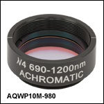 Ø1in Mounted Quartz Zero-Order Achromatic Quarter-Wave Plate, SM1-Threaded Mount