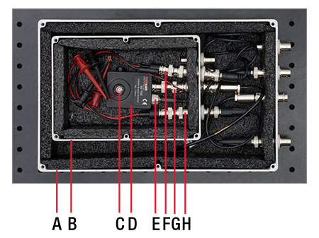 DET in Nested-Box Test Fixture, Both Covers Open, Key Parts Labeled