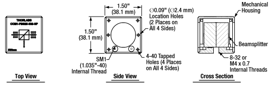 Cube-Mounted Beamsplitter Drawing