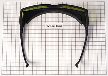 scale picture of laser safety glasses