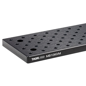 MB1060/M - 100 mm x 600 mm x 12.7 mm Aluminum Breadboard, M6 Double-Density Taps