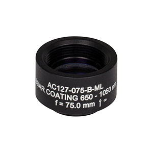 AC127-075-B-ML - f=75 mm, Ø1/2in Achromatic Doublet, SM05-Threaded Mount, ARC: 650-1050 nm 