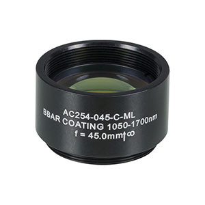 AC254-045-C-ML - f=45 mm, Ø1in Achromatic Doublet, SM1-Threaded Mount, ARC: 1050-1700 nm 