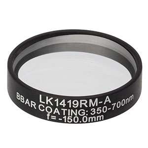 LK1419RM-A - f=-150.0 mm, Ø1in, N-BK7 Mounted Plano-Concave Round Cyl Lens, ARC: 350 - 700 nm