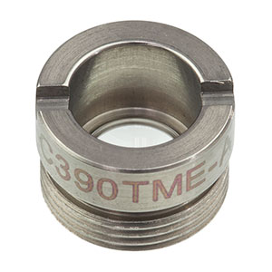 C390TME-A - f = 2.8 mm, NA = 0.55, WD = 2.0 mm, Mounted Aspheric Lens, ARC: 350 - 700 nm