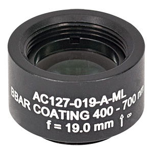 AC127-019-A-ML - f=19 mm, Ø1/2in Achromatic Doublet, SM05-Threaded Mount, ARC: 400-700 nm
