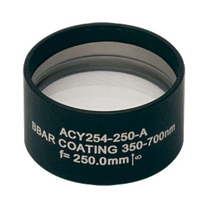 ACY254-250-A - f = 250.0 mm, Ø1in Cylindrical Achromat, AR Coating: 350 - 700 nm