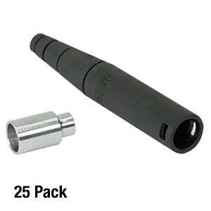 190088CP - Black Strain Relief Boots and Crimp Sleeves for Ø2 mm Tubing and SMA or ST Connectors, 25 Pack