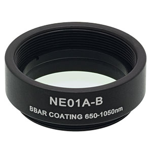NE01A-B - Ø25 mm Absorptive Neutral Density Filter, ARC: 650 - 1050 nm, SM1-Threaded Mount, OD: 0.1