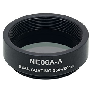 NE06A-A - Ø25 mm Absorptive Neutral Density Filter, SM1-Threaded Mount, ARC: 350 - 700 nm, OD: 0.6