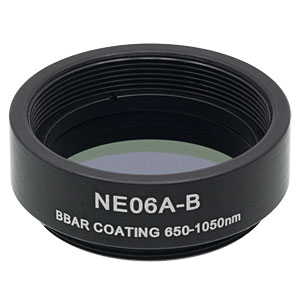 NE06A-B - Ø25 mm Absorptive Neutral Density Filter, ARC: 650 - 1050 nm, SM1-Threaded Mount, OD: 0.6
