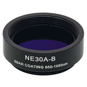 NE30A-B - Ø25 mm Absorptive Neutral Density Filter, ARC: 650-1050 nm, SM1-Threaded Mount, OD: 3.0