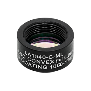 LA1540-C-ML - Ø1/2in N-BK7 Plano-Convex Lens, SM05-Threaded Mount, f = 15 mm, ARC: 1050-1700 nm