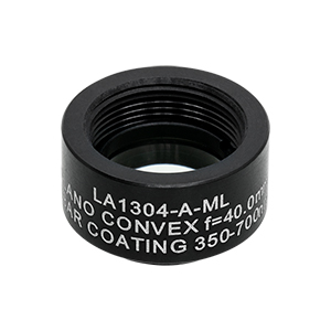 LA1304-A-ML - Ø1/2in N-BK7 Plano-Convex Lens, SM05-Threaded Mount, f = 40 mm, ARC: 350-700 nm