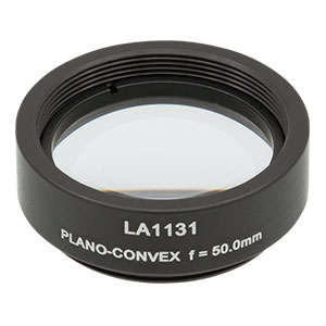 LA1131-ML - Ø1in N-BK7 Plano-Convex Lens, SM1-Threaded Mount, f = 50 mm, Uncoated