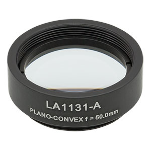 LA1131-A-ML - Ø1in N-BK7 Plano-Convex Lens, SM1-Threaded Mount, f = 50 mm, ARC: 350-700 nm