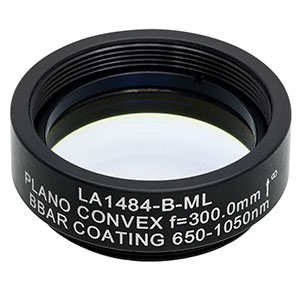 LA1484-B-ML - Ø1in N-BK7 Plano-Convex Lens, SM1-Threaded Mount, f = 300 mm, ARC: 650-1050 nm