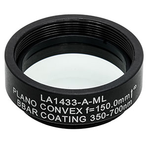 LA1433-A-ML - Ø1in N-BK7 Plano-Convex Lens, SM1-Threaded Mount, f = 150 mm, ARC: 350-700 nm
