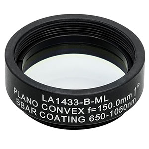 LA1433-B-ML - Ø1in N-BK7 Plano-Convex Lens, SM1-Threaded Mount, f = 150 mm, ARC: 650-1050 nm