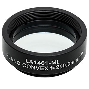 LA1461-ML - Ø1in N-BK7 Plano-Convex Lens, SM1-Threaded Mount, f = 250 mm, Uncoated