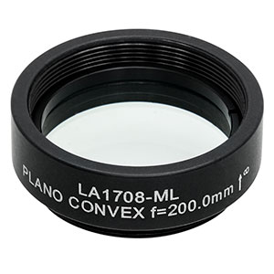 LA1708-ML - Ø1in N-BK7 Plano-Convex Lens, SM1-Threaded Mount, f = 200 mm, Uncoated