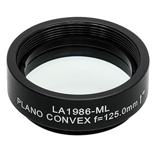 LA1986-ML - Ø1in N-BK7 Plano-Convex Lens, SM1-Threaded Mount, f = 125 mm, Uncoated