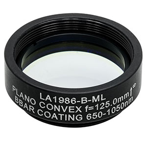 LA1986-B-ML - Ø1in N-BK7 Plano-Convex Lens, SM1-Threaded Mount, f = 125 mm, ARC: 650-1050 nm