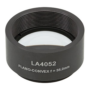 LA4052-ML -  Ø1in UVFS Plano-Convex Lens, SM1-Threaded Mount, f = 35.0 mm, Uncoated