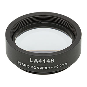LA4148-ML -  Ø1in UVFS Plano-Convex Lens, SM1-Threaded Mount, f = 50.0 mm, Uncoated