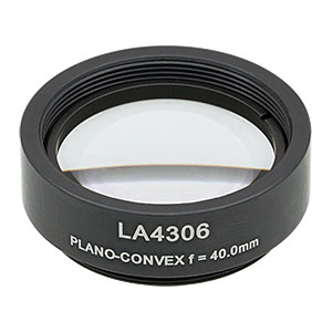 LA4306-ML -  Ø1in UVFS Plano-Convex Lens, SM1-Threaded Mount, f = 40.0 mm, Uncoated