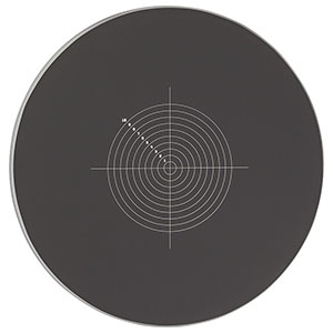 R1DS2N - Negative Concentric Circles & Crosshair Reticle, Ø1in, 1 mm Pitch, 10 µm Thick Lines, 10 Circles, UVFS