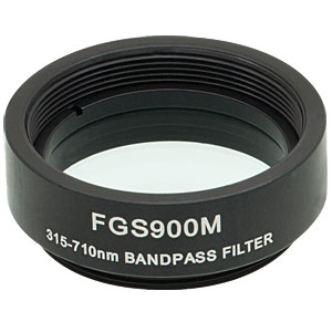 FGS900M - Ø25 mm KG3 Colored Glass Bandpass Filter, SM1-Threaded Mount, 315 - 710 nm