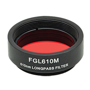 FGL610M - Ø25 mm RG610 Colored Glass Filter, SM1-Threaded Mount, 610 nm Longpass