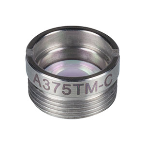 A375TM-C - f = 7.50 mm, NA = 0.30, WD = 5.59 mm, Mounted Aspheric Lens, ARC: 1050 - 1620 nm