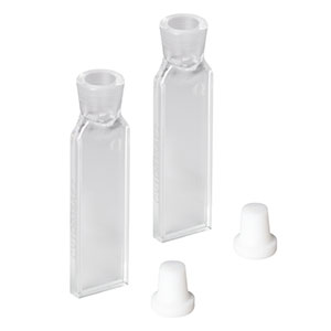 CV1Q035AE2 - 350 µL Enhanced Chemical Resistance Micro Cuvette with Stopper, Synthetic Quartz Glass, 4.7 mm Opening Diameter, 1 mm Path Length, 2 Pack