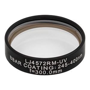 LJ4572RM-UV - f = 300.0 mm, Ø1in, UVFS Mounted Plano-Convex Round Cyl Lens, ARC: 245 - 400 nm