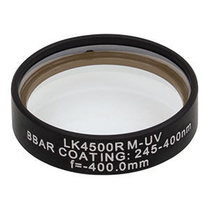 LK4500RM-UV - f= -400.0 mm, Ø1in, UVFS Mounted Plano-Concave Round Cyl Lens, ARC: 245 - 400 nm