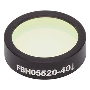 FBH05520-40 - Hard-Coated Bandpass Filter, Ø12.5 mm, CWL = 520 nm, FWHM = 40 nm