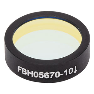 FBH05670-10 - Hard-Coated Bandpass Filter, Ø12.5 mm, CWL = 670 nm, FWHM = 10 nm