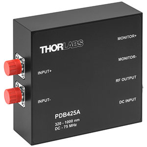 PDB425A - Fixed Gain Balanced Amp. Photodetector, 75 MHz, Si, 320 - 1000 nm