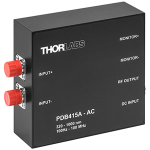 PDB415A-AC - Fixed Gain Balanced Amp. Photodetector, 100 MHz, Si, 320 - 1000 nm, AC Coupled