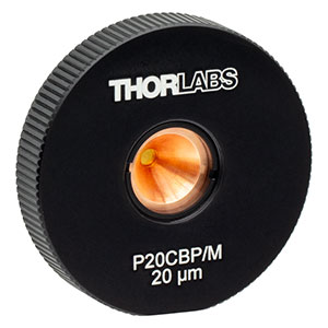P20CBP/M - Gold-Plated Copper Pinhole in High-Power SM1-Threaded Housing, 20 ± 2 µm Pinhole Diameter, M4 x 0.7 Tap