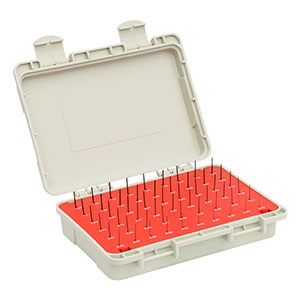 PGKM2/M - 0.21 mm to 1.29 mm Pin Gage Kit, 0.02 mm Increments, 55 Pins, Minus Tolerance